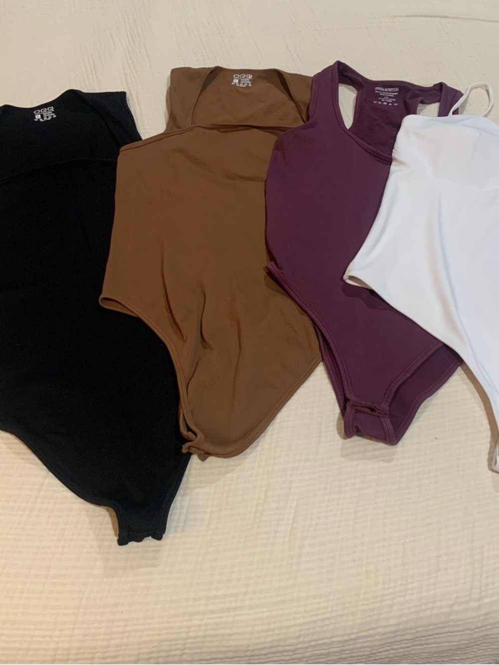 Women’s Ribbed Scoop Bodysuit - Black, Brown, Plum, White